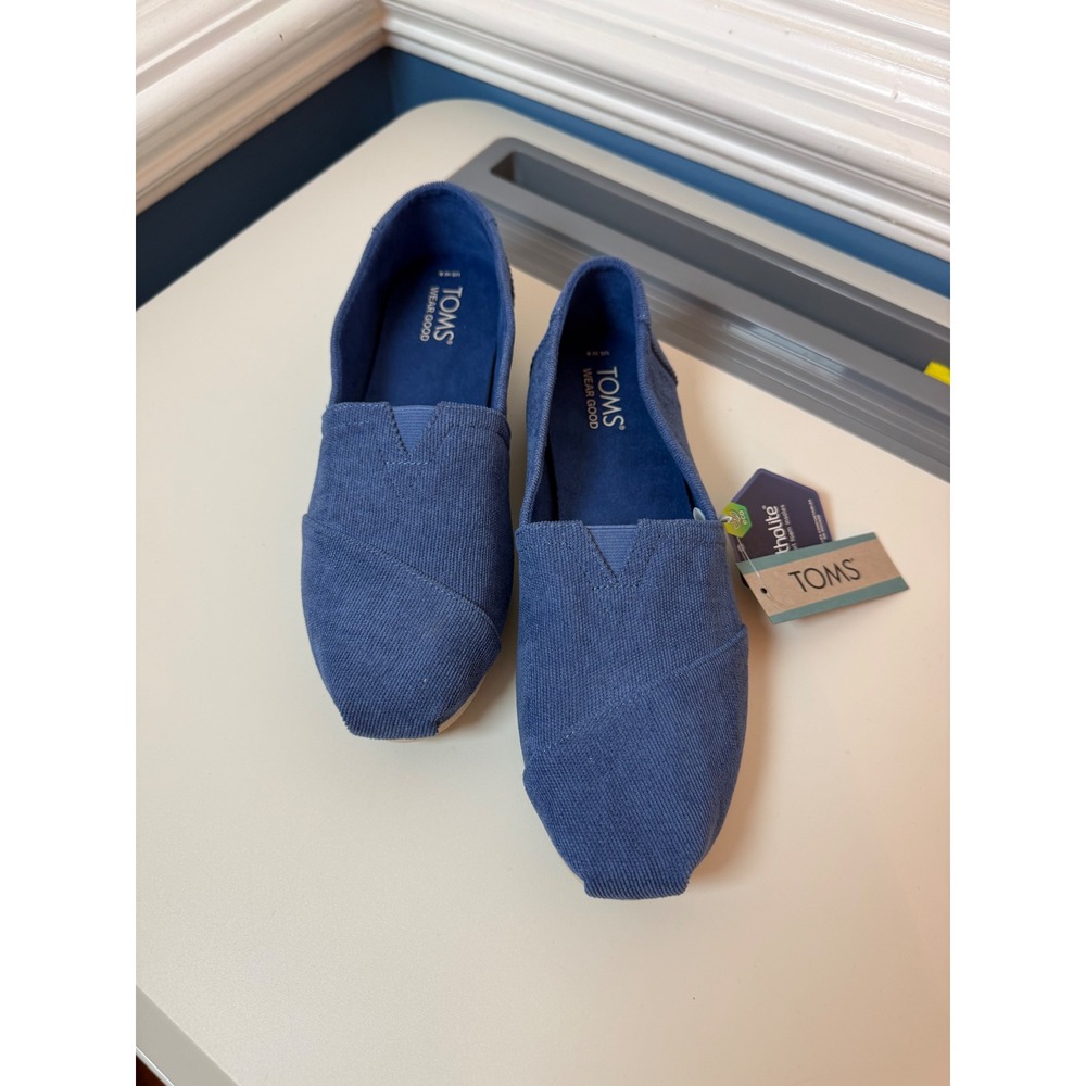 TOMS Alpargata Women Size 8 Moonlight Blue Micro Cord Slip On Flats 10020395